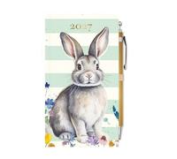 2027 Slim Week To View Hardback Diary & Pen - Rabbit and Wild Flowers