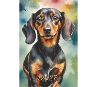 2027: Small Monthly Calendar Planner - Dachshund Dog Watercolor