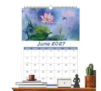 2027 Small Wall Calendar 12-Month Rare Bird Writing English Planner