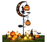 2027 Solar Halloween Black Cat & Pumpkin Moon Garden Stake Light (A)