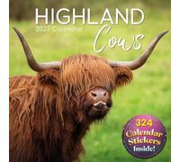 2027 Square Wall Calendar - Highland Cows 12 x 12 Inch Monthly View, 16-Month, Animals Theme, Includes 180 Reminder Stickers