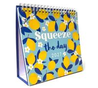 2027 Stand Up Desk Calendar - Flip Desktop Calendar with Wiro Binding - Free Standing Month to View Planner with UK Bank Holidays - Small Standing Desk Planner (Lemons 2027)