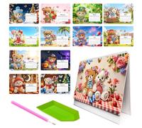 2027 Standing Desk Calendar Set, Drill Art Paper Calendar with 12 Month Pages for Study Desk Use
