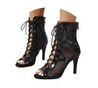 2027 Stiletto Heels Open Toe Latin Dance Shoes Evening Party Women's Wedding Hall Jazz Elegant High Heel, black, 10 UK