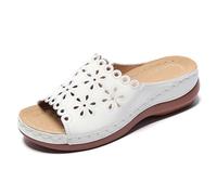 2027 Summer Fashion Sandals in Plain Colours with Hollow Pattern - Comfortable, Breathable, Casual Flat Shoes for Everyday Use, White, 4 UK