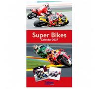2027 Super Bikes Slim Wall Calendar - Month-to-View Motorcycle Racing Planner with UK Bank Holidays, Notes & Mini Calendars - 41x16cm Wiro Bound 12-Month Hanging Calendar for Bikers & Racing Fans