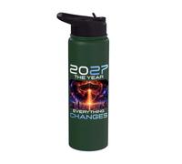 2027 The Year Everything Changes First Contact Alien UFO Stainless Steel Insulated Water Bottle