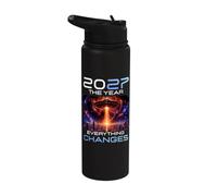 2027 The Year Everything Changes First Contact Alien UFO Stainless Steel Insulated Water Bottle