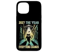 2027 The Year Everything Changes Racoon Alien Zombie Humor Case for iPhone 15