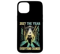 2027 The Year Everything Changes Racoon Alien Zombie Humor Case for iPhone 15 Plus