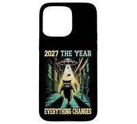 2027 The Year Everything Changes Racoon Alien Zombie Humor Case for iPhone 15 Pro Max