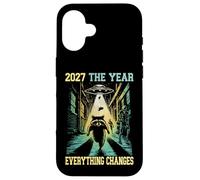 2027 The Year Everything Changes Racoon Alien Zombie Humor Case for iPhone 16
