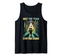 2027 The Year Everything Changes Racoon Alien Zombie Humor Tank Top
