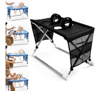 2027 Upgrade Dog Bathing Bed - 2-in-1 Foldable Pet Grooming Bed, With Hammock & Stand And Strap, For Small Dogs & Cats Bathing,nail Clipping,ear Cleaning And Daily Care Black Upgraded 2.0