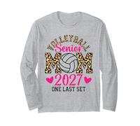 2027 Volleyball Senior mom one Last Set Leopard Graduation Long Sleeve T-Shirt
