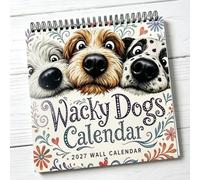 2027 Wacky Dogs Wall Calendar, Twin Wire Spiral Bound 12 Month Planner, Large Writable Blocks Calendar, Aesthetic Wall Art Decor for Home Office School