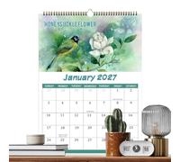 2027 Wall Calendar 12-Month Rare Bird Writing English Planner