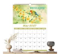 2027 Wall Calendar 12-month Rare Bird Writing Floral Decor