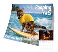 2027 Wall Calendar A4 Funny Cat Pooping Planner Month to View A3 When Open