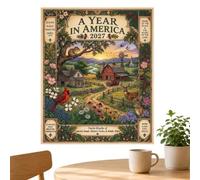 2027 Wall Calendar Large Grid 12 Month Thick Paper Planner | Rural Landscape Calendar for Office Bedroom Living Room Study Desk Kitchen Playroom Classroom Party