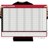 2027 Wall Planner A1 Full Year to View - Large 84cm x 59cm Calendar Foldable to A4 - Ideal for Home, Office, School & Planning (Red)