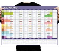 2027 Wall Planner A1 Full Year to View - Large 84cm x 59cm Calendar Foldable to A4 - Ideal for Home, Office, School & Planning (Rainbow)