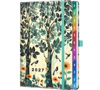 2027 Weekly Diary A5 Week to View - Forest Flower Serenity Elegant Planner, Hardcover Diary with Tabs, 100gsm Paper, Pocket & Pen Holder - Weekly Organiser