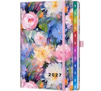 2027 Weekly Diary A5 Week to View - Healing Floral Bloom Aesthetic Planner, Hardcover Diary with Tabs, 100gsm Paper, Pocket & Pen Holder - Weekly Organiser