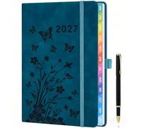2027 Weekly Diary A5 Week-to-View Planner - 100 GSM Paper, Elastic Closure, Pen Loop, Inner Pocket, Weekly Appointment Organiser, Peacock Blue