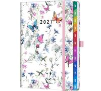 2027 Weekly Diary A5 - Week-to-View Planner with 100 GSM Paper, Elastic Band, Pen Loop & Pocket, Elegant Weekly Planner for Work & Personal Planning, Flowers & Butterflies Design