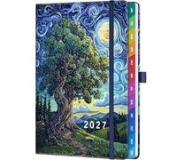 2027 Weekly Diary A5 - Week-to-View Planner with 100 GSM Paper, Elastic Band, Pen Loop & Pocket, Elegant Weekly Planner for Work & Personal Planning, Forest Tree Design