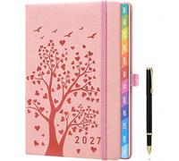 2027 Weekly Diary A5 - Week-to-View Planner with Elastic Closure, Pen Loop & Inner Pocket, 100 GSM Paper, Weekly Planner for Work, Appointments & Personal Organisation, Pink