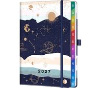 2027 Weekly Diary A5 Week to View - Sunset Afterglow Serenity Minimal Planner, Hardcover Diary with Tabs, 100gsm Paper, Pocket & Pen Holder - Weekly Organiser