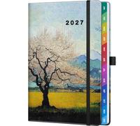 2027 Weekly Diary A5 Week to View - Twilight Forest Bloom Elegant Planner, Hardcover Diary with Tabs, 100gsm Paper, Pocket & Pen Holder - Weekly Organiser