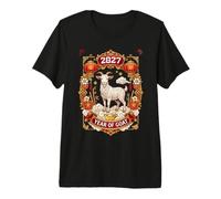 2027 Year of Goat Chinese Zodiac Lanterns & Flowers Premium T-Shirt