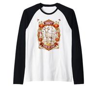 2027 Year of Goat Chinese Zodiac Lanterns & Flowers Raglan Baseball Tee