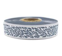 20270-V5 10 m 20 mm Blue and Grey Woven Jacquard Ribbon Leaf Pattern Rolls Tape Tape Embroidered Fabric Craft Clothing Haberdashery Leisure Creative Decoration Sewing Medieval