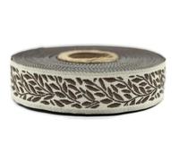 20270-V8 10 m 20 mm Brown and Beige Jacquard Woven Ribbon Leaf Pattern Rolls Tape Tape Embroidered Fabric Craft Clothing Haberdashery Leisure Creative Decoration Sewing Medieval