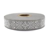 20271-V3 10 m 20 mm Grey and White Woven Jacquard Ribbon with Victorian Pattern Rolls Ribbon Tape Fabric Embroidered Craft Clothing Haberdashery Creative Leisure Decoration Sewing Medieval
