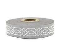 20272-V3 10 m 20 mm Grey and White Woven Jacquard Ribbon Celtic Knot Pattern Rolls Ribbon Tape Embroidered Fabric Craft Clothing Haberdashery Leisure Creative Decoration Sewing Medieval