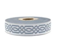 20272-V5 10 m 20 mm Blue and Light Grey Woven Jacquard Ribbon Celtic Knot Pattern Rolls Ribbon Tape Embroidered Fabric Craft Clothing Haberdashery Leisure Creative Decoration Sewing Medieval