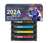 202A Toner Cartridge For HP LaserJet Pro M254dw M254nw M280nw M281fdw M281fdn Printers, 1400-1500 Pages High-Yield Ink Cartridge Replacement CF500A CF501A CF502A CF503A,4 Colors-1 Set