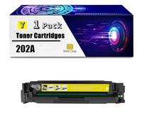 202A Toner Cartridge (With Chip) CF500A CF501A CF502A CF503A 202A Compatible Toner Cartridge Replacement For HP LaserJet Pro M254dw M254nw M280nw M281fdw M281fdn Printers Toner,Yellow-1 Set
