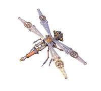 202PCS 3D DIY Metal Steampunk Insect Mechanical Dragonfly E Assembled Model, High Precision Metal Parts, Golden Wings & Metallic Fuselage, Creative Desktop Ornament for Home Office