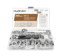 203 Pcs Grommet Tool Kit 12mm, Grommets Eyelet Punch Kit 12mm, Metal Grommets Eyelets and Grommet Punch Tool Kits for Fabric Leather Tarpaulin Belts Curtain Pool Cover DIY