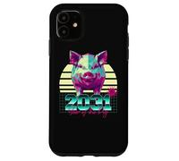2031 Year of the Pig Vaporwave 80s Retro Chinese Zodiac Sign Case for iPhone 11