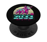 2033 Year of the Ox 80s Retro Vaporwave Chinese Zodiac Sign PopSockets Adhesive PopGrip