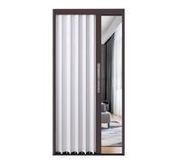 203cm Tall Accordion Folding Door Bi Folding Aluminum Interior Door Space Saving Retractable Sliding Barn Door with Lock & Key Brown Frame (40x80in/101x203cm)