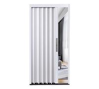 203cm Tall Accordion Folding Door - Bi-Folding Internal Aluminum Door, Retractable Sliding Barn Door with Lock & Key, Space-Saving Design (White Frame, 33x80in)