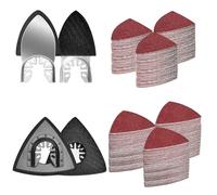 204 Pcs Multi Tool Sanding Pad Kit, 2Pcs Triangle Sanding Pads, 2Pcs Fingertip Sand Pad, 200Pcs 60/80/120/180/240/320 Grits Hook & Loop Sandpaper for Wood/Plaster Surfaces Polish Sanding